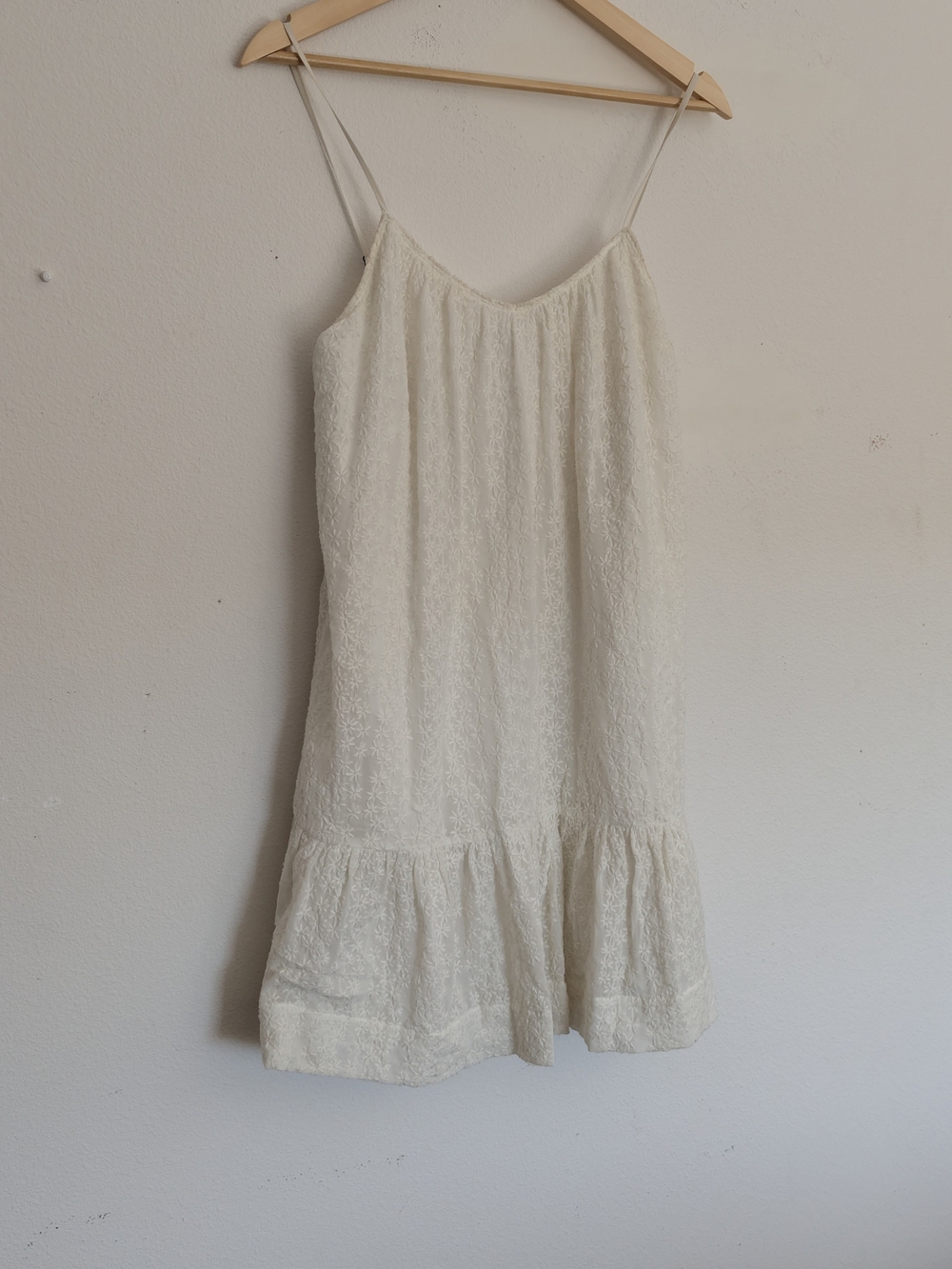 Madewell Cream Textured Spaghetti Strap Camisole Dress